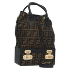 FENDI Zucca Canvas Hand Bag 2way Brown Black110819