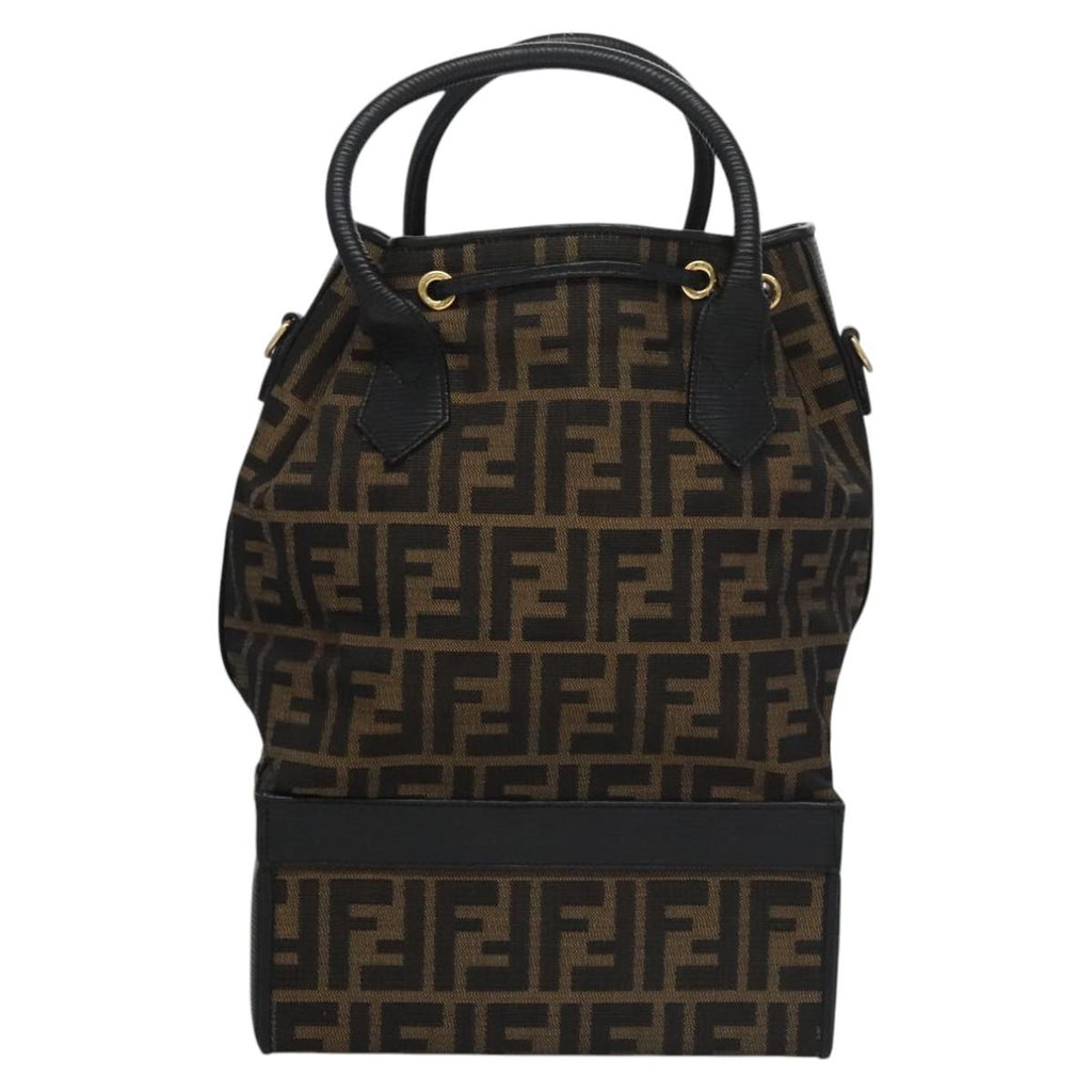 FENDI Zucca Canvas Hand Bag 2way Brown Black110819