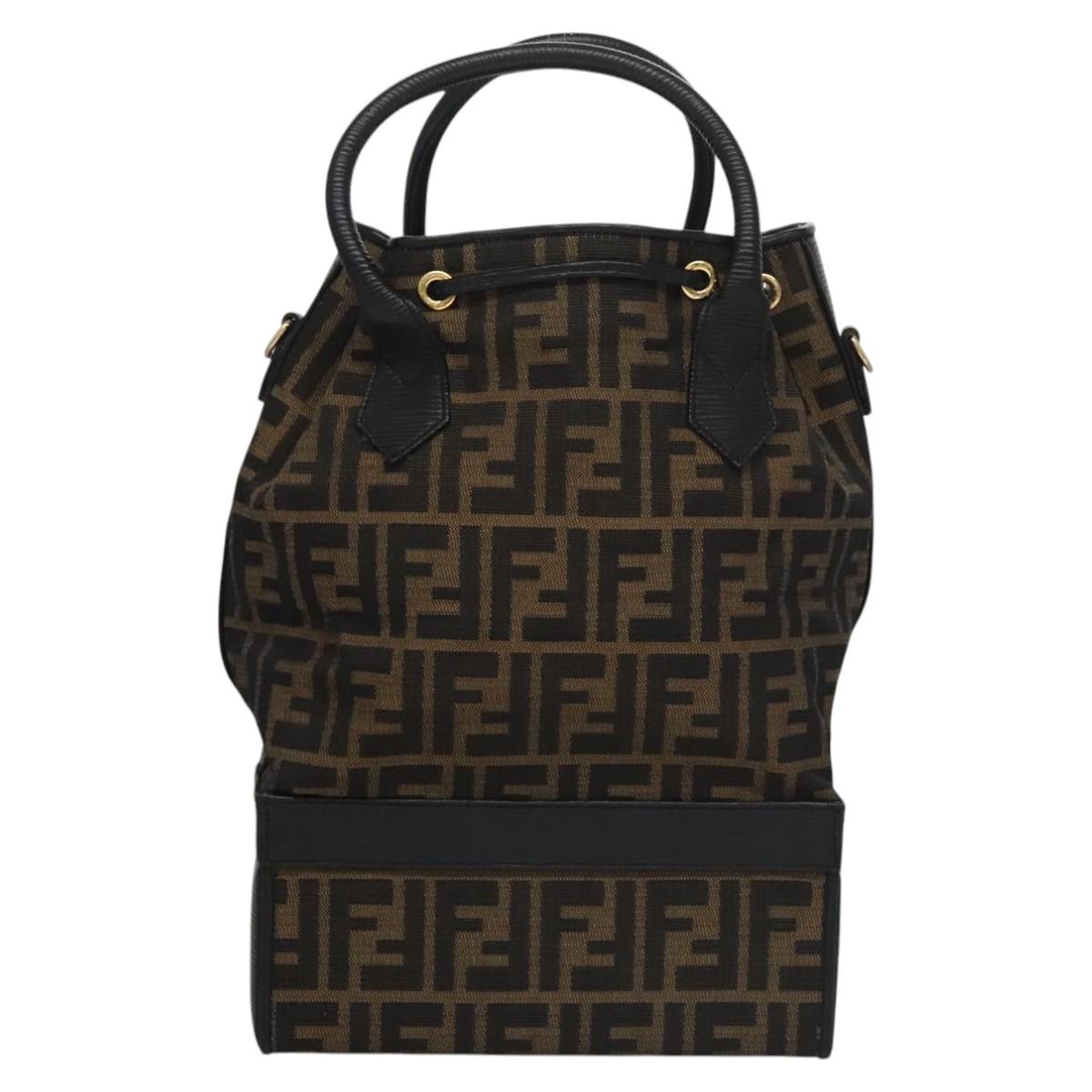 FENDI Zucca Canvas Hand Bag 2way Brown Black110819