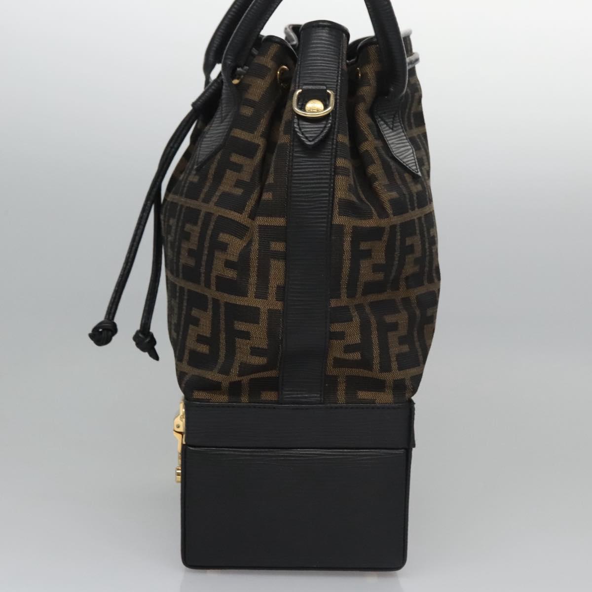 FENDI Zucca Canvas Hand Bag 2way Brown Black110819