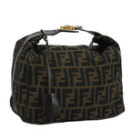 FENDI Zucca Canvas Vanity Pouch Brown Black gold110820