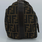 FENDI Zucca Canvas Vanity Pouch Brown Black gold110820