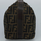 FENDI Zucca Canvas Vanity Pouch Brown Black gold110820
