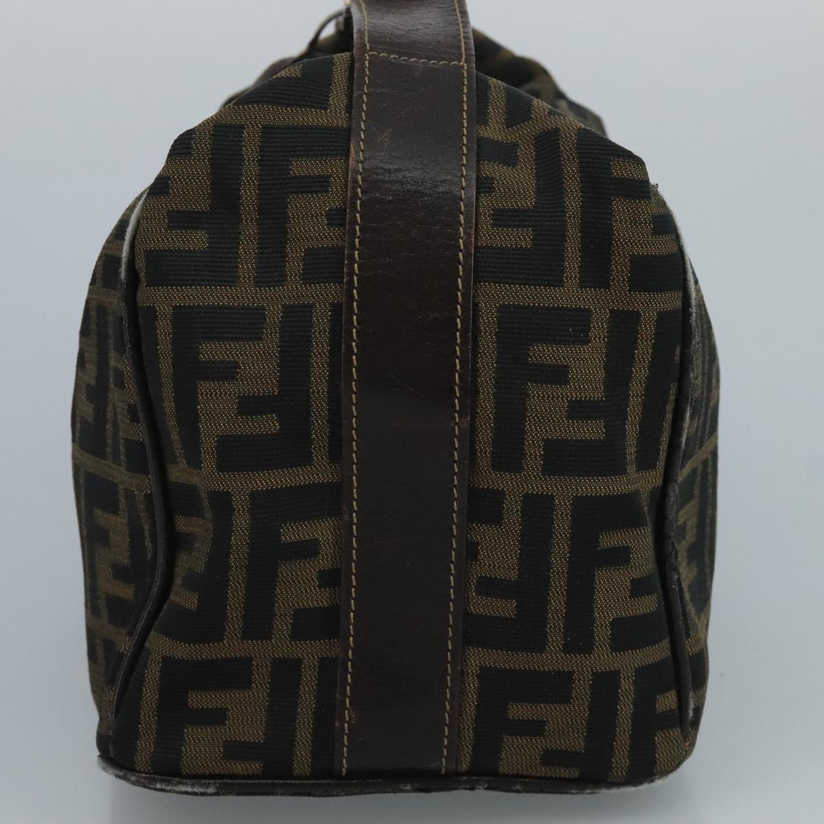 FENDI Zucca Canvas Vanity Pouch Brown Black gold110820