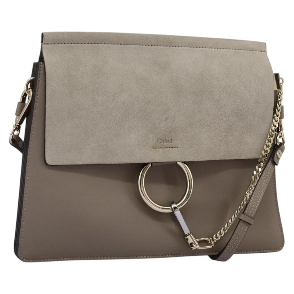 Chloe Fay Shoulder Bag Leather Gray 110878