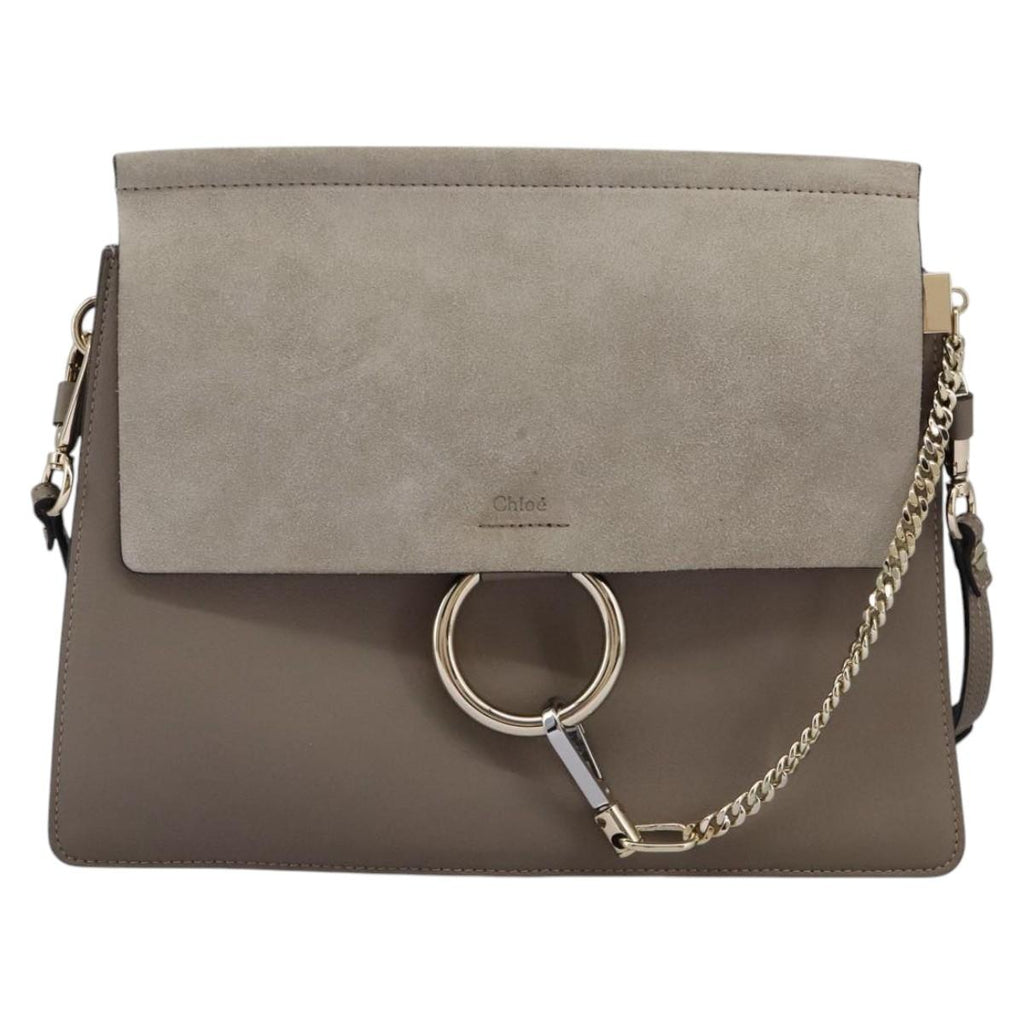 Chloe Fay Shoulder Bag Leather Gray 110878