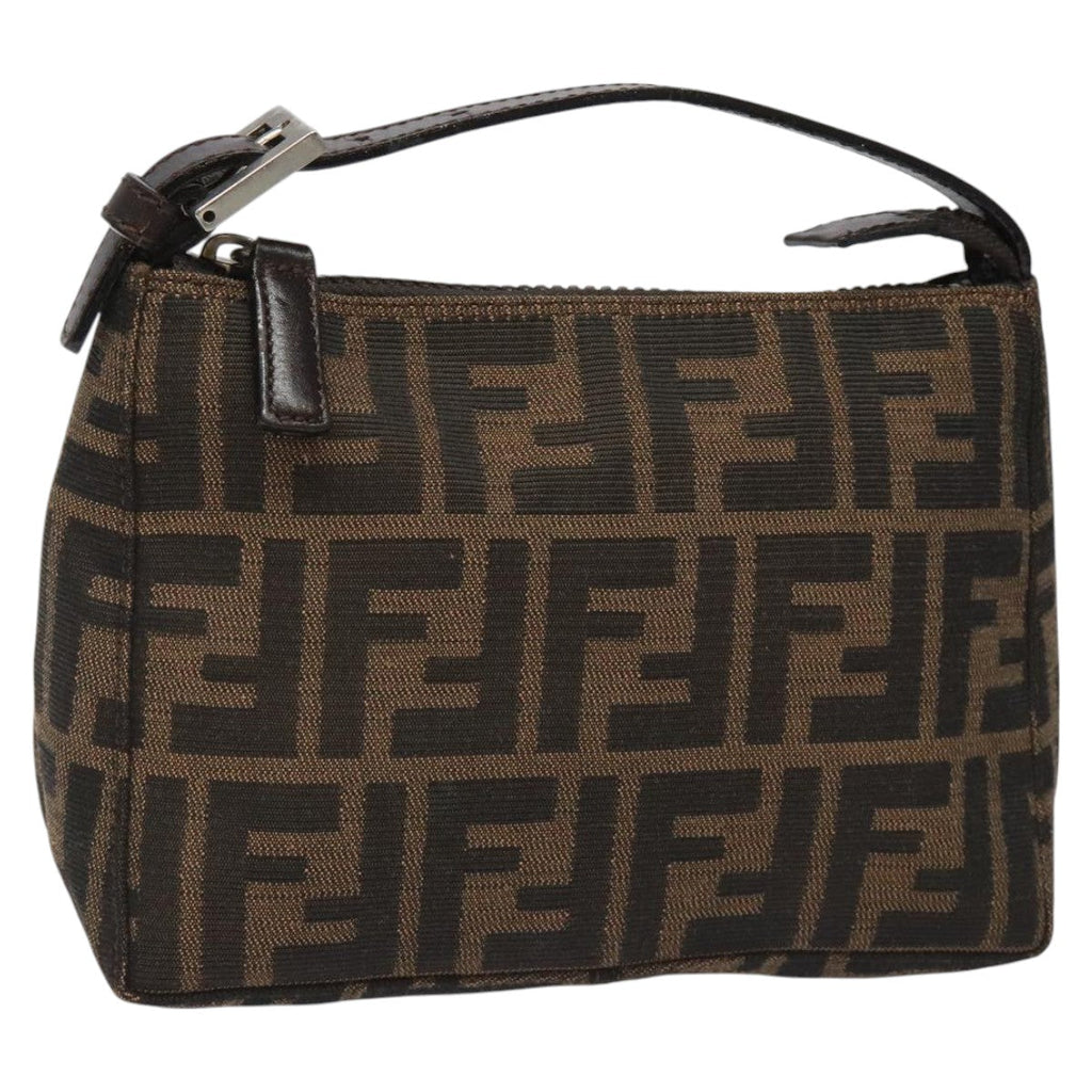 FENDI Zucca Canvas Hand Bag Brown Black110881