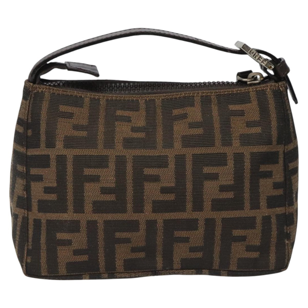 FENDI Zucca Canvas Hand Bag Brown Black110881