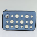 FENDI Triplet Clutch Bag Leather Blue White black110886