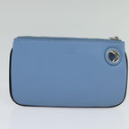 FENDI Triplet Clutch Bag Leather Blue White black110886