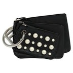 FENDI Triplet Clutch Bag Leather Black110887