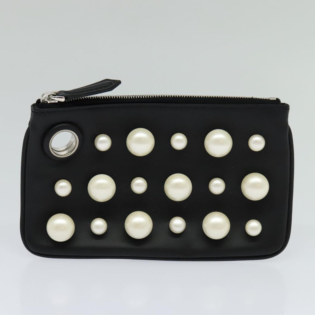 FENDI Triplet Clutch Bag Leather Black110887