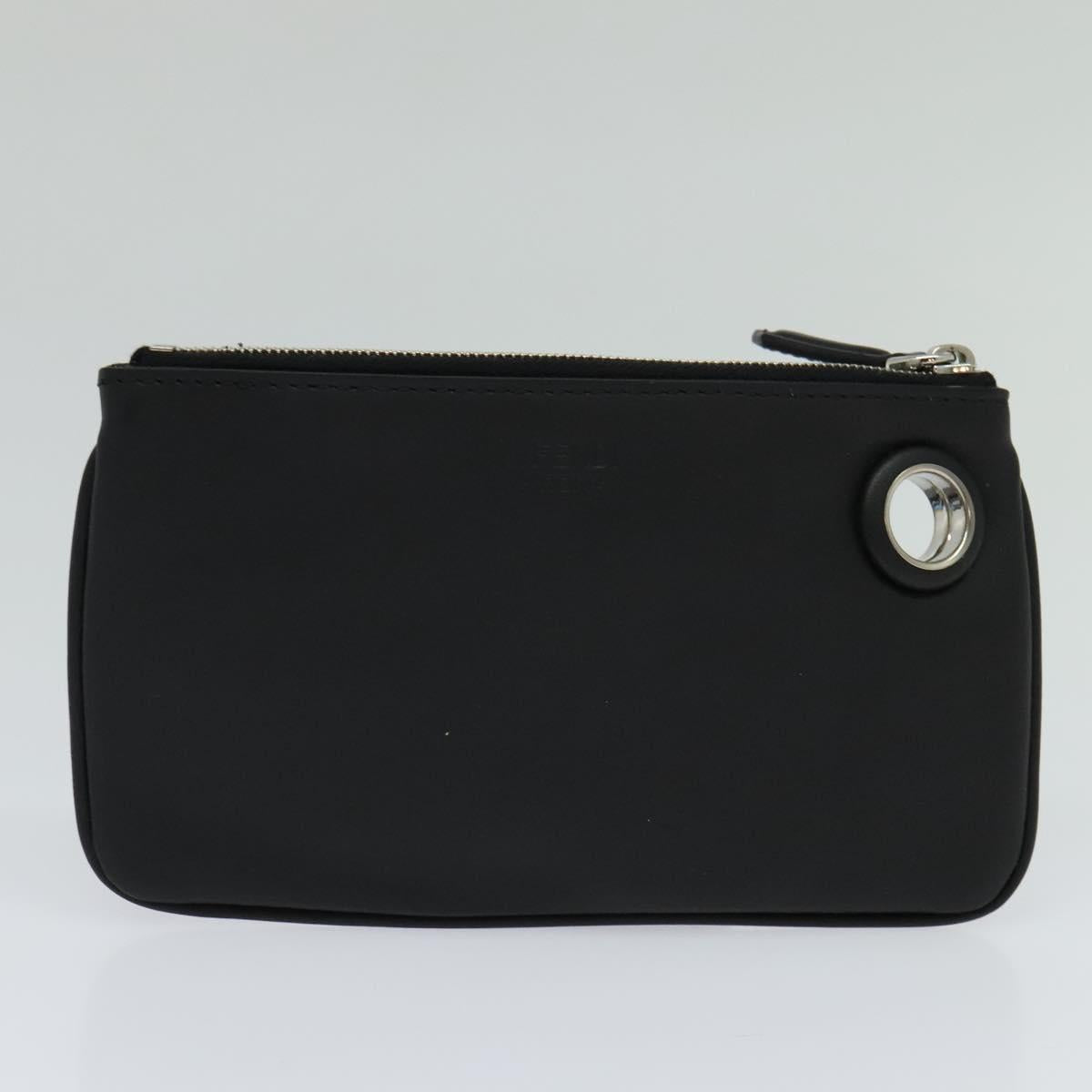 FENDI Triplet Clutch Bag Leather Black110887