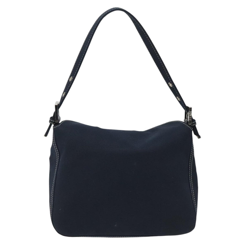 FENDI Mamma Baguette Shoulder Bag Canvas Navy110912