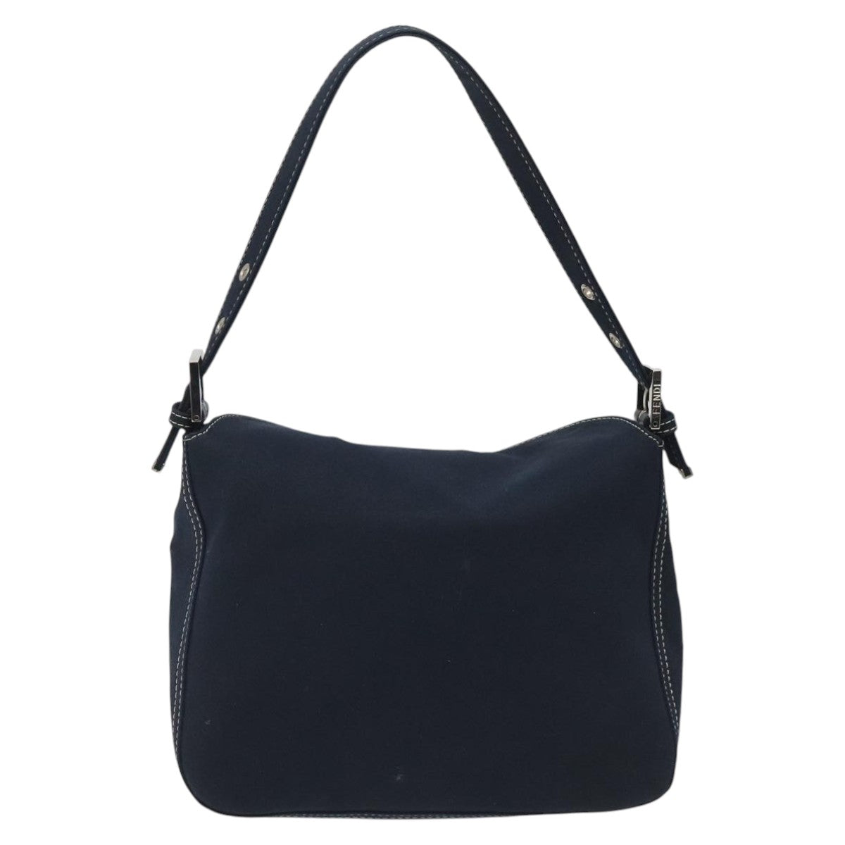 FENDI Mamma Baguette Shoulder Bag Canvas Navy110912