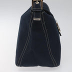 FENDI Mamma Baguette Shoulder Bag Canvas Navy110912