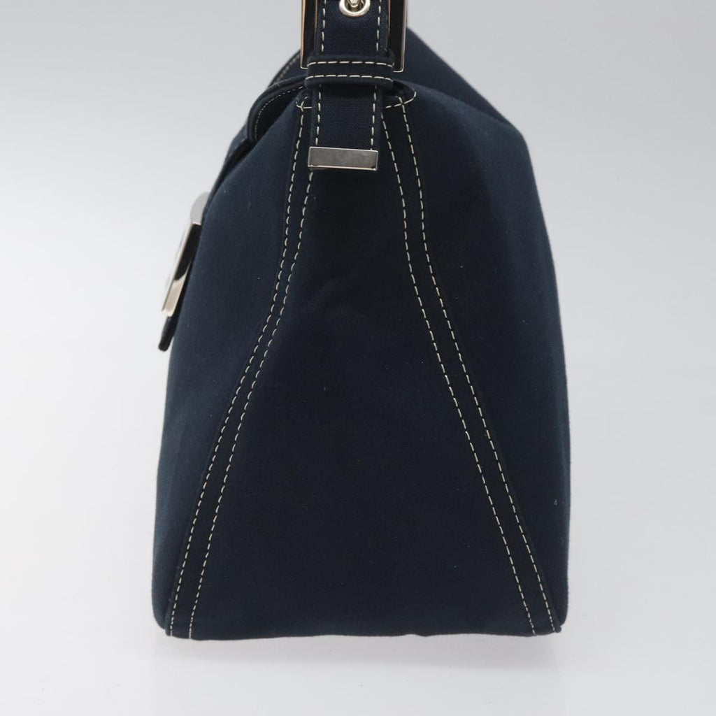 FENDI Mamma Baguette Shoulder Bag Canvas Navy110912