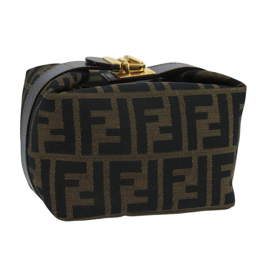 FENDI Zucca Canvas Mini Hand Bag Brown Black gold111096