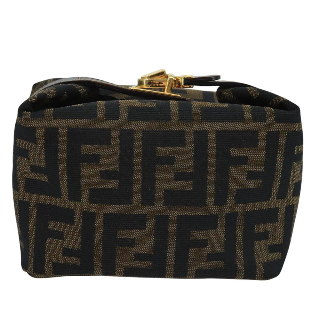 FENDI Zucca Canvas Mini Hand Bag Brown Black gold111096