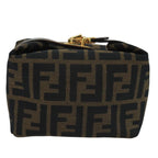 FENDI Zucca Canvas Mini Hand Bag Brown Black gold111096