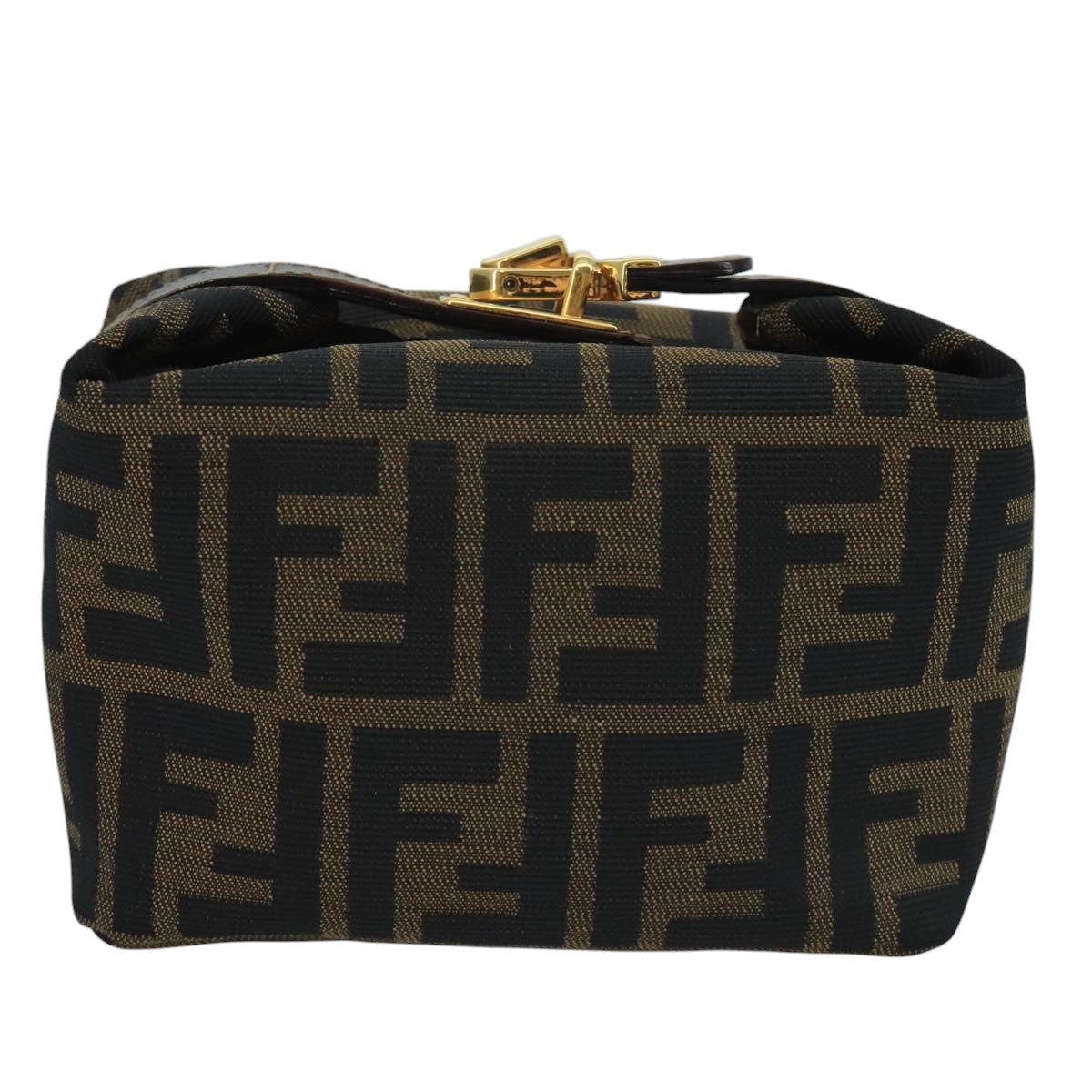 FENDI Zucca Canvas Mini Hand Bag Brown Black gold111096
