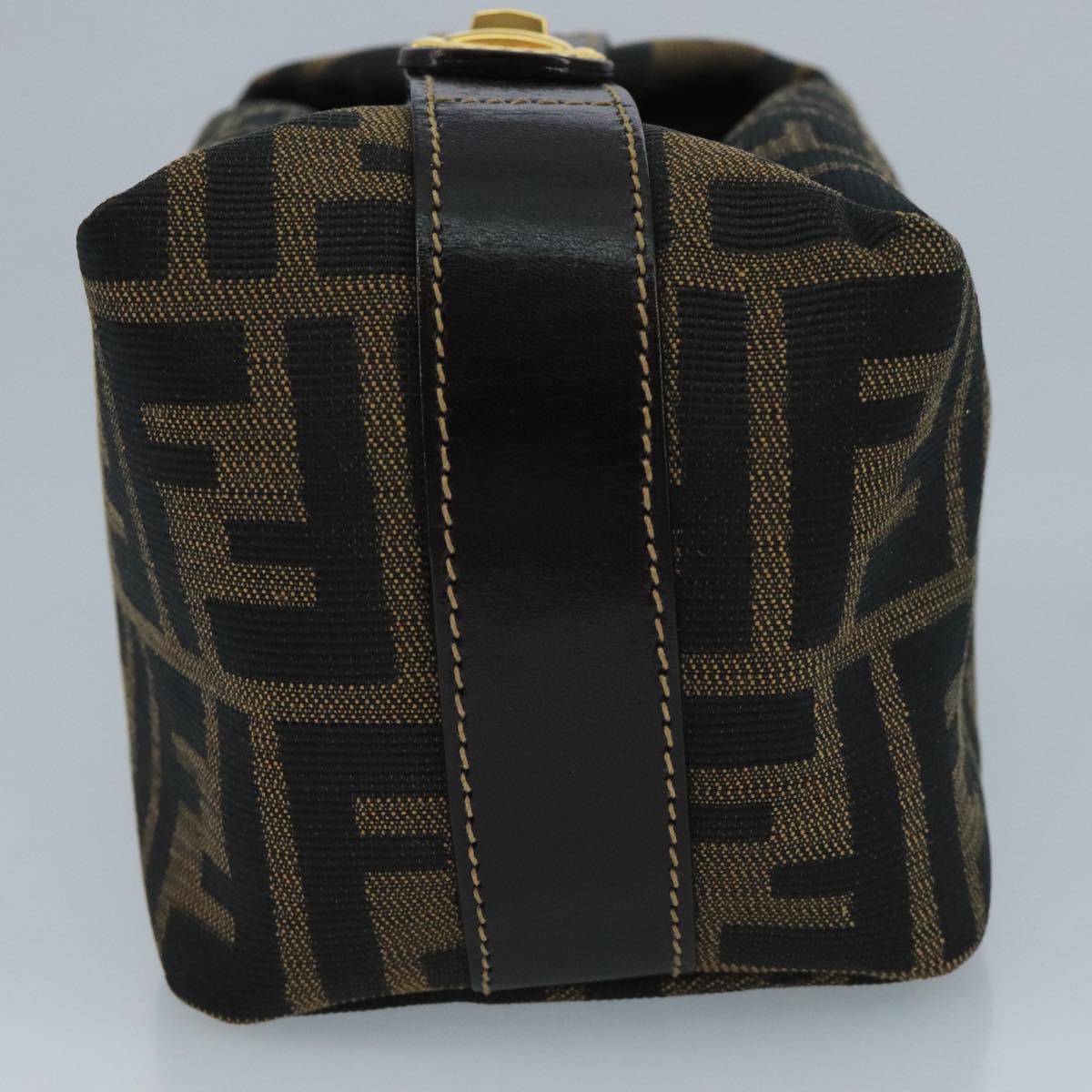 FENDI Zucca Canvas Mini Hand Bag Brown Black gold111096
