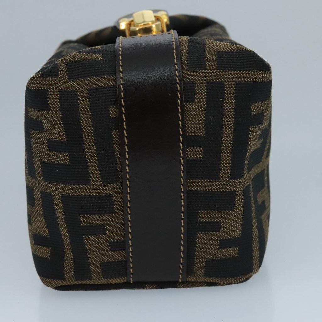 FENDI Zucca Canvas Mini Hand Bag Brown Black gold111096