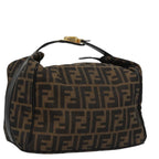 FENDI Zucca Canvas Hand Bag Brown Black gold111097