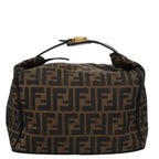 FENDI Zucca Canvas Hand Bag Brown Black gold111097