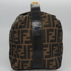 FENDI Zucca Canvas Hand Bag Brown Black gold111097