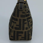 FENDI Zucca Canvas Hand Bag Brown Black gold111098