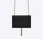 YSL SAINT LAURENT SMALL KATE CROC EMBOSSED SHOULDER BAG