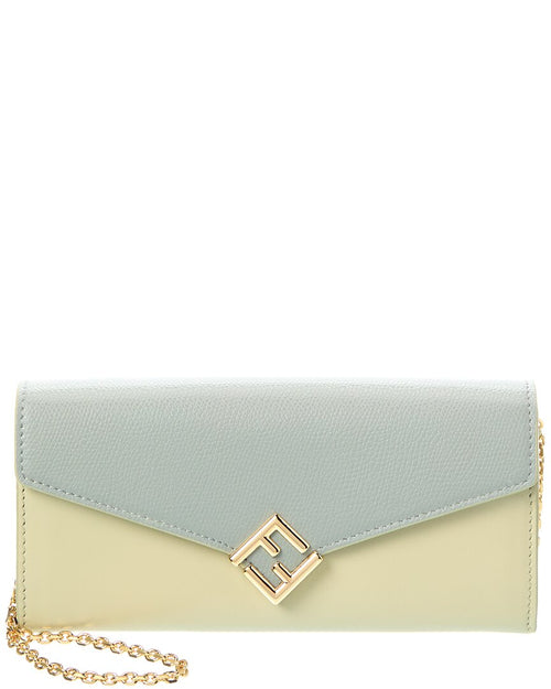 Fendi Ff Diamonds Leather Wallet On Chain