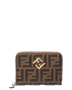 Fendi Ff Diamonds Leather Zip Around Medium Wallet
