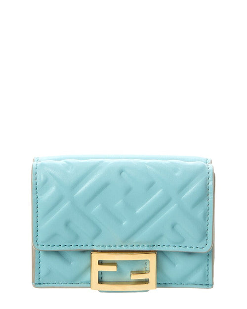 Fendi Baguette Ff Micro Trifold Leather Wallet