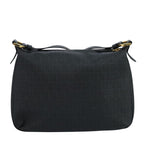 FENDI Zucchino Canvas Shoulder Bag Gold Black111182