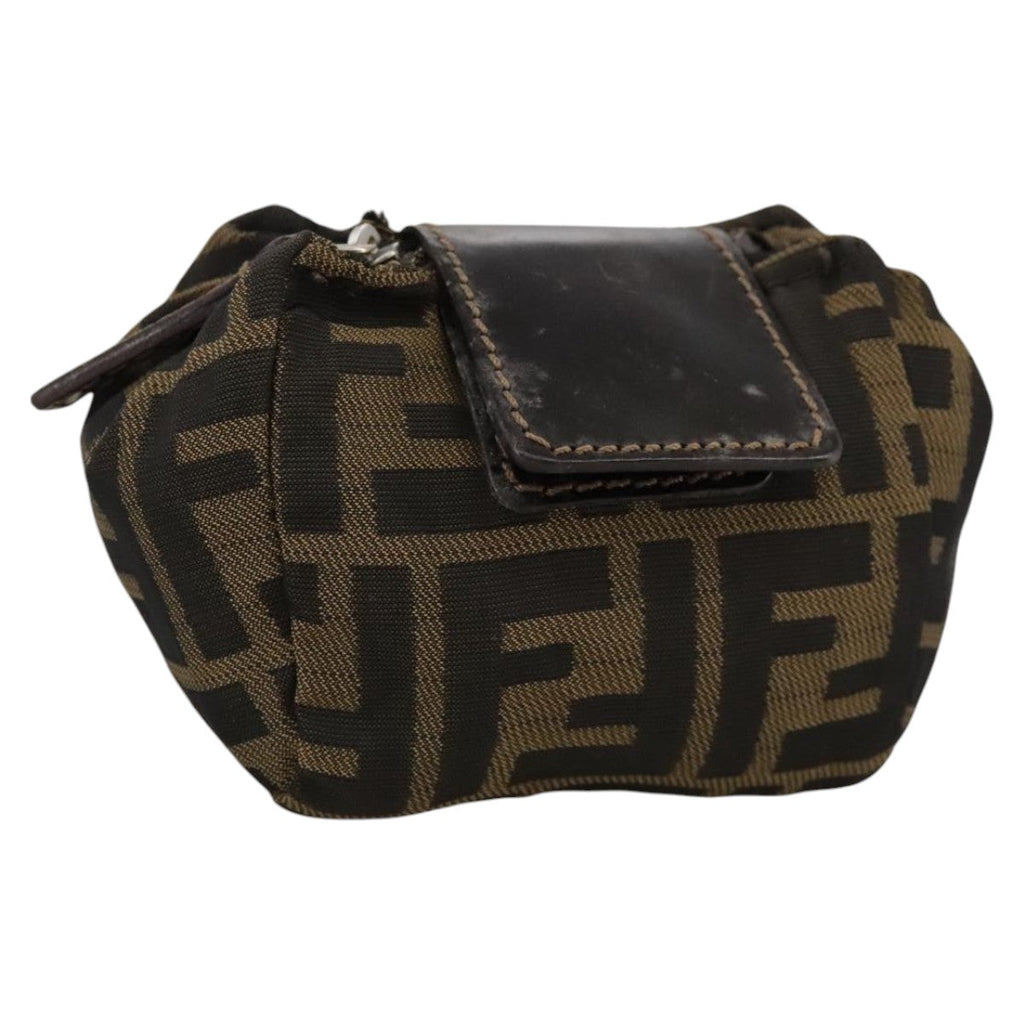 FENDI Zucca Canvas Pouch Brown Black111183