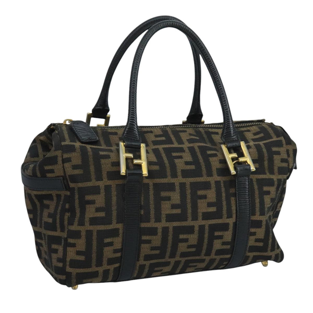 FENDI Zucca Canvas Hand Bag Brown Black111184