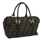 FENDI Zucca Canvas Hand Bag Brown Black111184