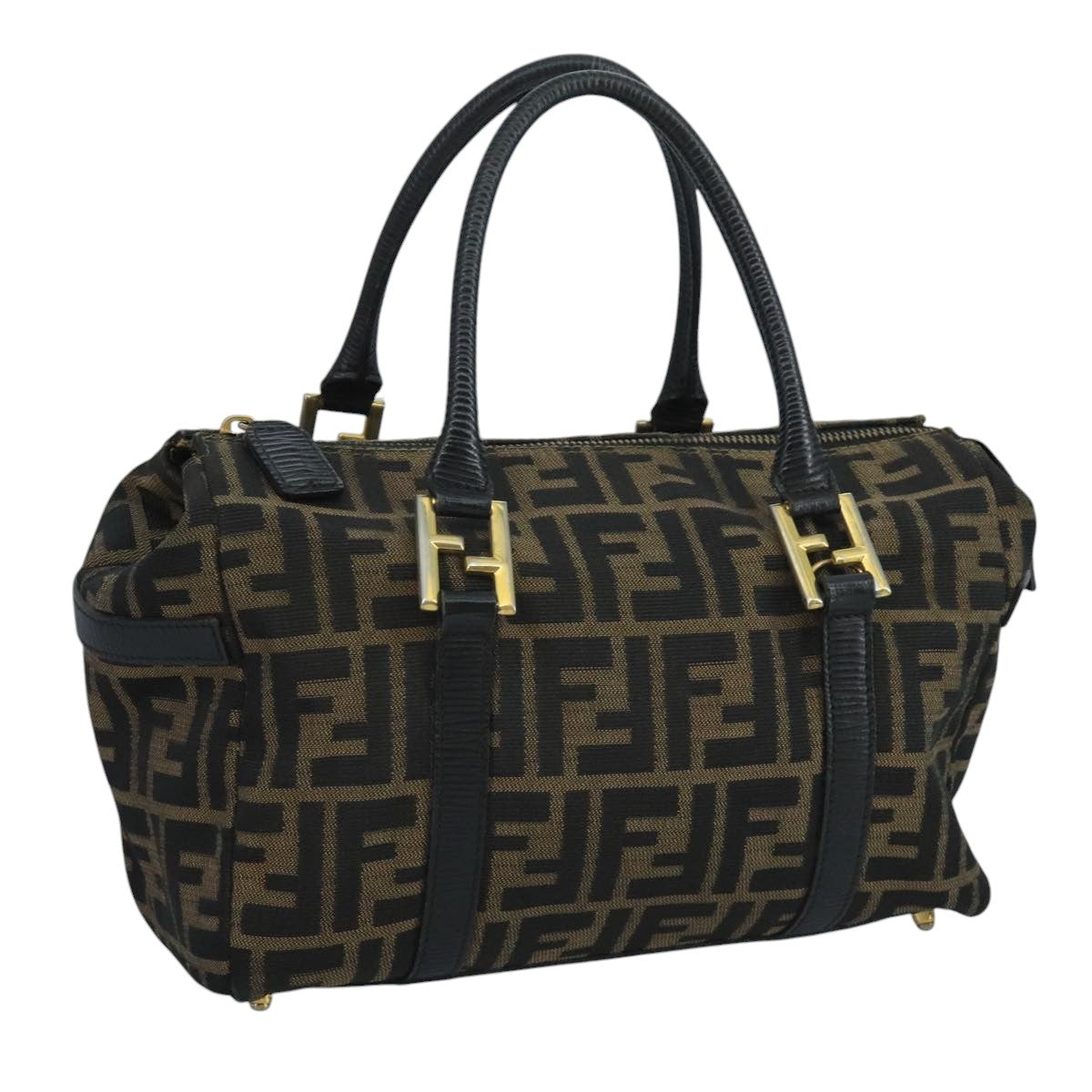 FENDI Zucca Canvas Hand Bag Brown Black111184