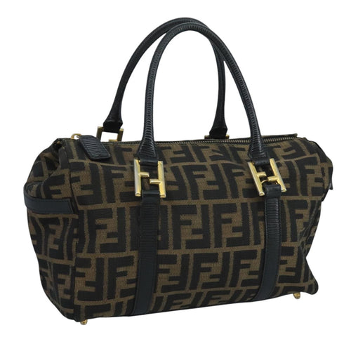 FENDI Zucca Canvas Hand Bag Brown Black111184