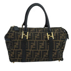 FENDI Zucca Canvas Hand Bag Brown Black111184