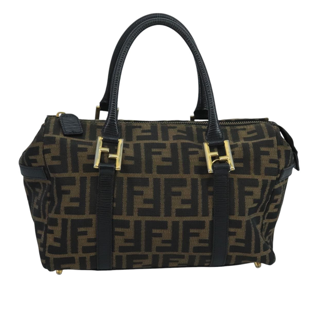 FENDI Zucca Canvas Hand Bag Brown Black111184