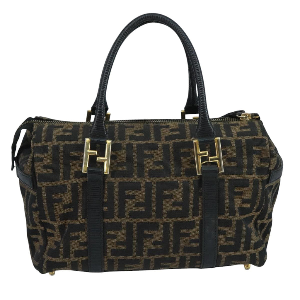 FENDI Zucca Canvas Hand Bag Brown Black111184