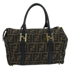 FENDI Zucca Canvas Hand Bag Brown Black111184