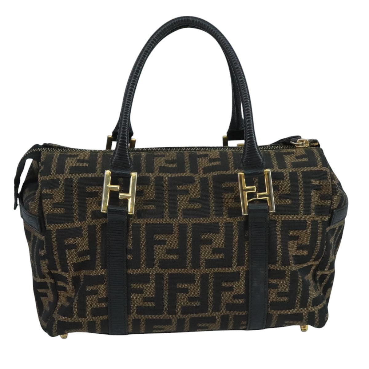 FENDI Zucca Canvas Hand Bag Brown Black111184