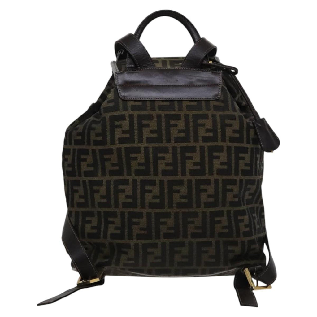 FENDI Zucca Canvas Backpack Brown Black gold111351