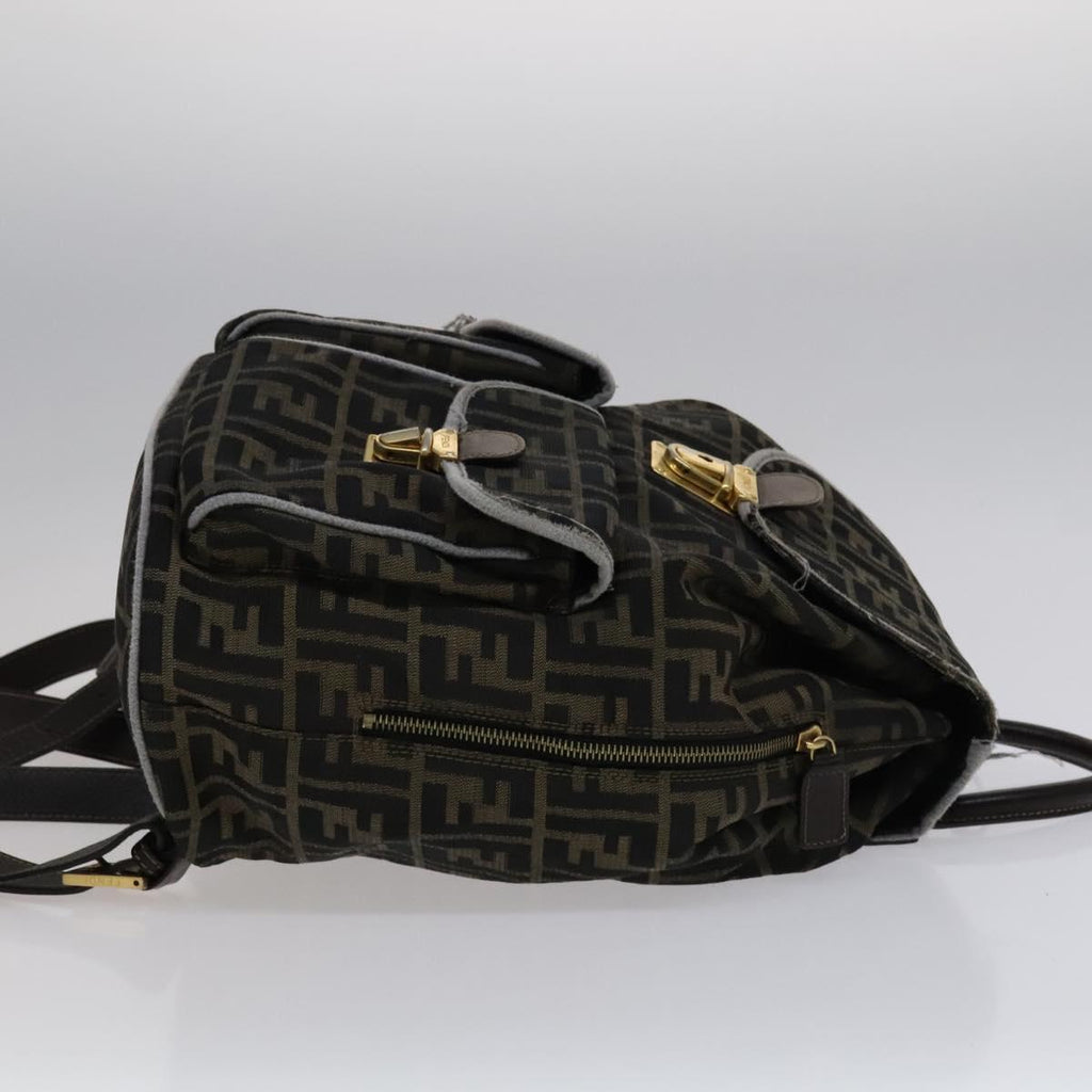 FENDI Zucca Canvas Backpack Brown Black gold111351