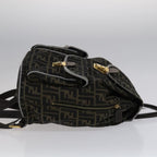 FENDI Zucca Canvas Backpack Brown Black gold111351