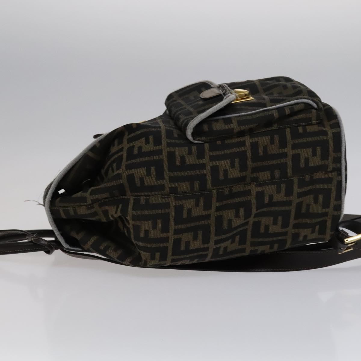 FENDI Zucca Canvas Backpack Brown Black gold111351